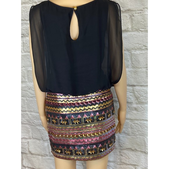 AIDAN MATTOX Sequin Dress Size 2 Party Dress Mini Dress Cocktail Dress Colorful - Picture 10 of 13